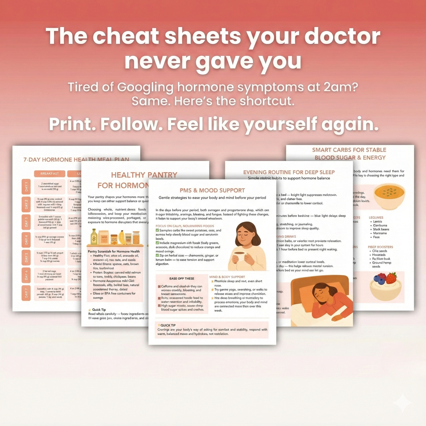 100 Hormone Health Handouts, Cheat Sheets & Trackers